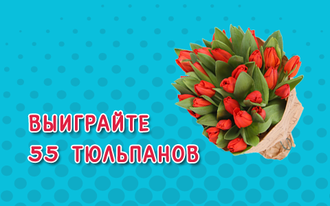 Выиграйте 55 тюльпанов
